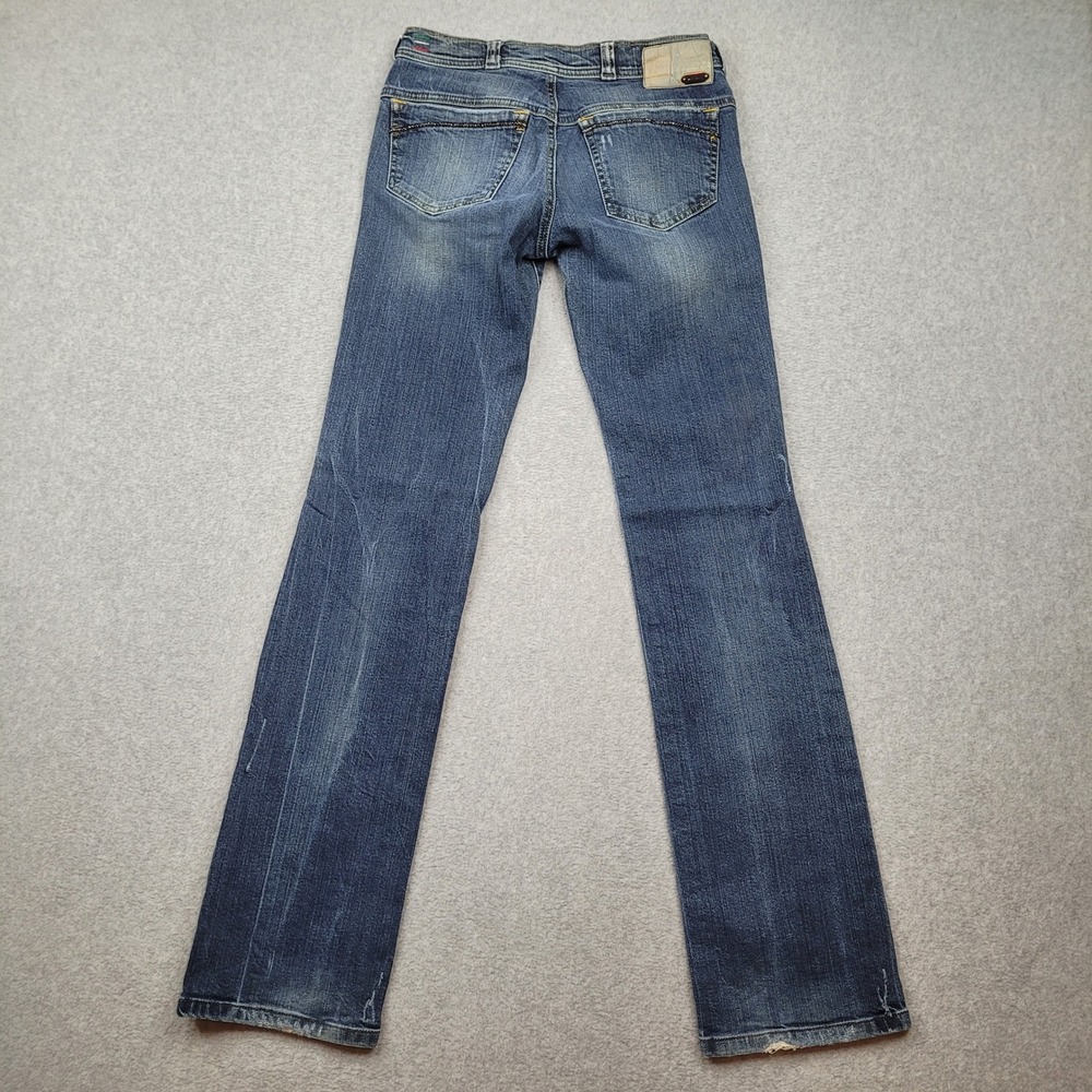 Diesel Soozy Jeans Womens 25 Blue Wash 008WR Stretch Straight Leg Distressed - Picture 9 of 11